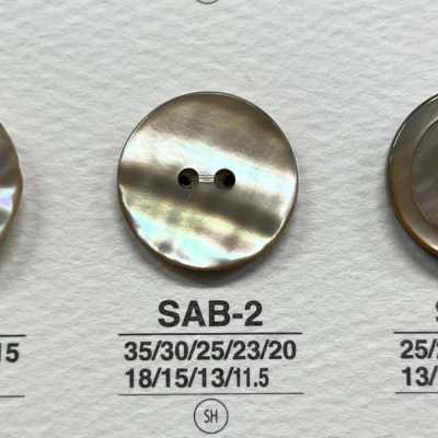 SAB2 Botón brillante de concha natural de 2 agujeros