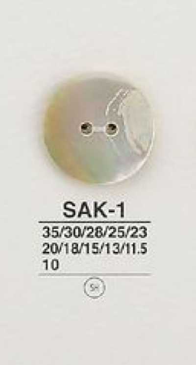 SAK1 Botón de concha de material natural de 2 agujeros