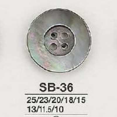 SB36 Botón de 4 agujeros de concha de nácar negra