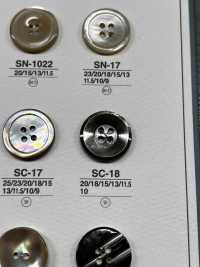 SC18 Botón Brillante De 4 Agujeros Con Carcasa De Material Natural IRIS Foto secundaria