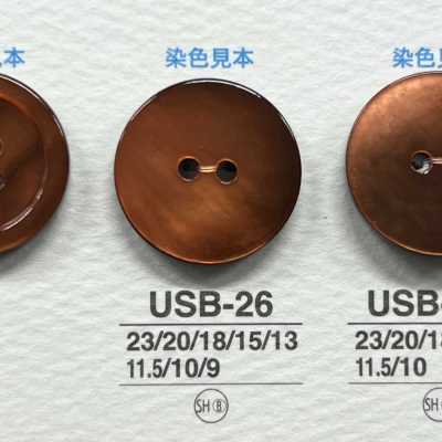 USB26 Concha de nácar negra teñida naturalmente, botón frontal brillante de dos agujeros