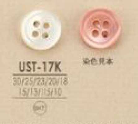 UST17K Botón de concha natural teñida de 4 agujeros