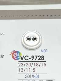 VC9728 Botón De Arandela Con Ojal De Dos Orificios Para Teñir IRIS Foto secundaria