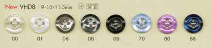 VHD8 Botón de poliéster estilo concha, resistente al impacto, serie HYPER DURABLE de DAIYA BUTTONS