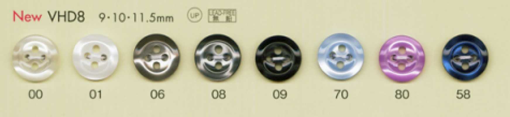 VHD8 Botón de poliéster estilo concha, resistente al impacto, serie HYPER DURABLE de DAIYA BUTTONS