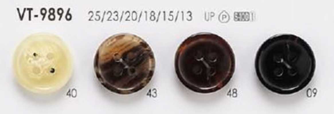VT9896 Botón de poliéster estilo cuerno de búfalo de 4 agujeros