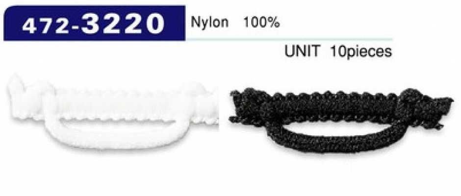 472-3220 Botón de lazo, tipo de nailon lanoso, horizontal, 37 mm (10 piezas)