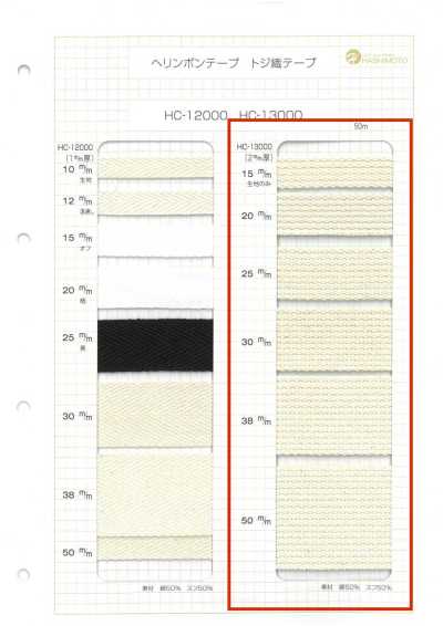 HC-13000 Cinta tejida de algodón de 2 mm de grosor