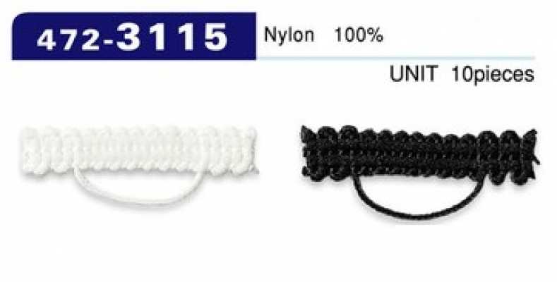 472-3115 Botón de lazo, tipo de cordón trenzado, horizontal, 30 mm (10 piezas)