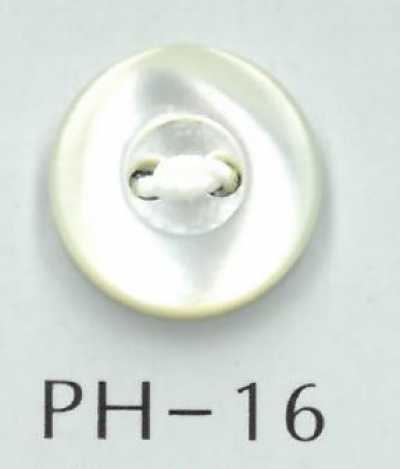 PH16 Botón de concha natural con borde y 2 agujeros