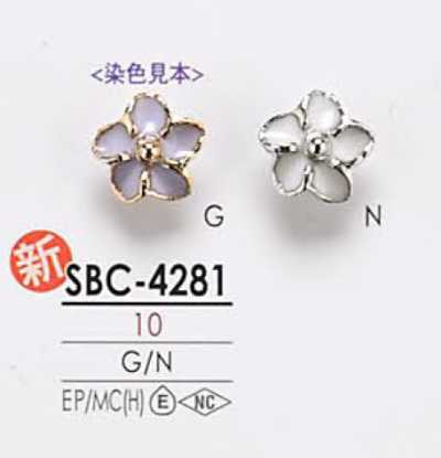 SBC4281 Botón de metal con motivo floral para teñir