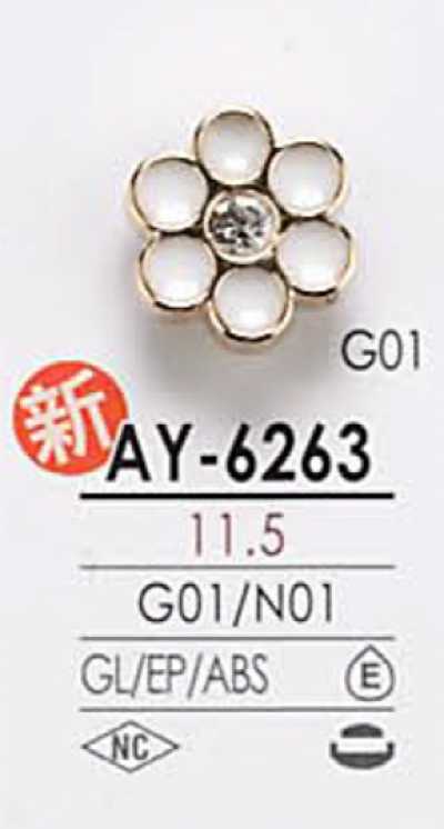 AY6263 Botón de metal con motivo floral para teñir