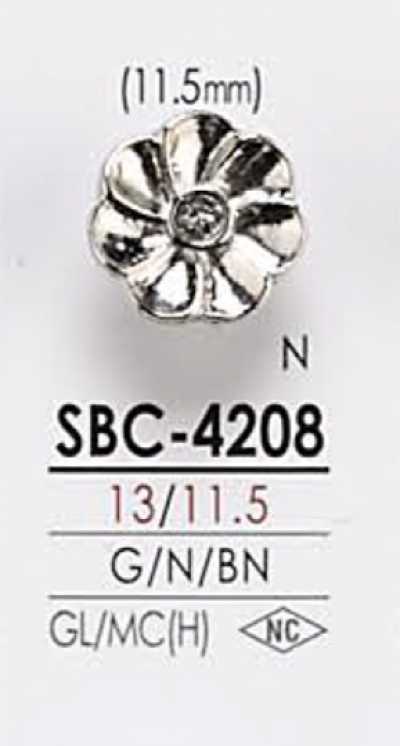SBC4208 Botón de metal con motivo floral