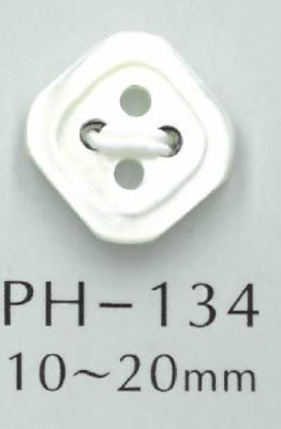 PH134 Botón de concha con borde de diamante de 4 agujeros