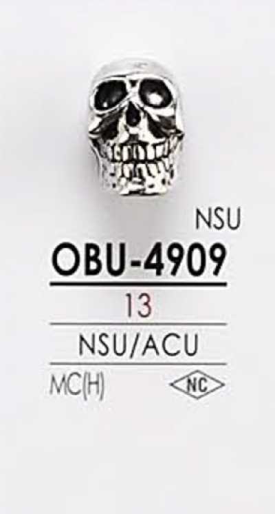OBU4909 Botón de metal con forma de calavera