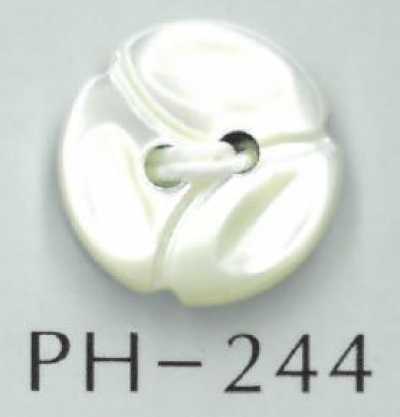 PH244 Botón de nácar con forma de flor de 2 agujeros
