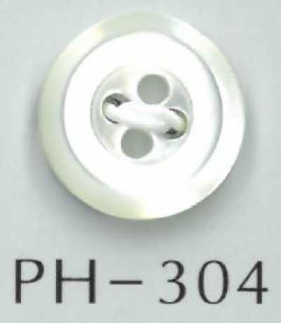 PH304 Botón de concha de borde biselado y 4 agujeros