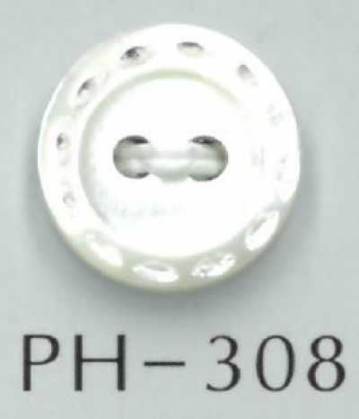 PH308 Botón de concha grabado de 2 agujeros estilo Stitch