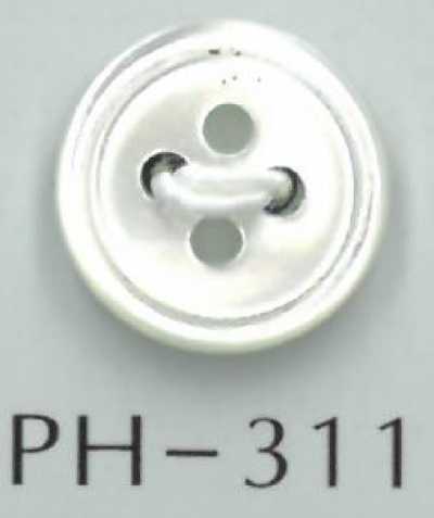 PH311 Botón de concha acanalado de 4 agujeros
