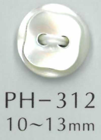PH312 Botón de concha natural de dos agujeros con corte diamante