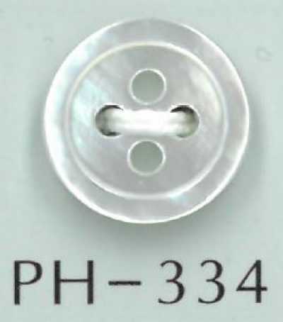 PH334 Botón de nácar de 4 orificios con borde plano