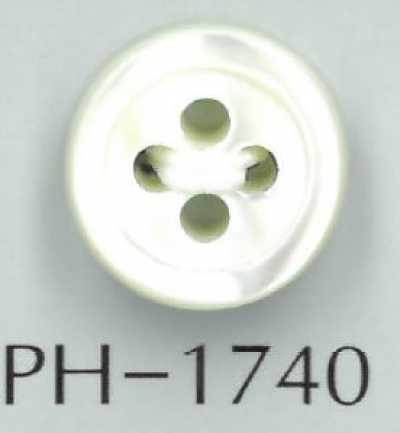 PH1740 Botón de concha, talla 17, de 4 mm de grosor