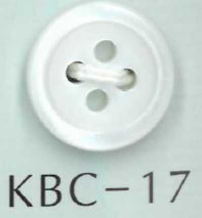 KBC-17 BIANCO SHELL botón de nácar de 4 agujeros, talla 17