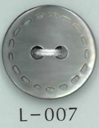 L-007 Botón de concha grabado de 2 agujeros estilo Stitch