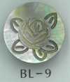 BL-9 Botón De Concha De Metal Grabado Con Rosa