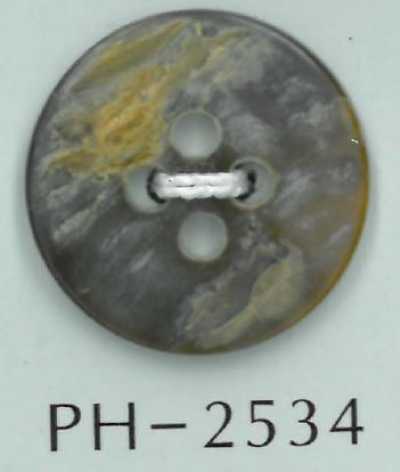PH2534 Botón de 4 agujeros con patrón de concha (beige oscuro)
