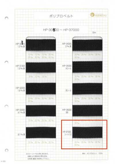 HP37000 Cinta de polipropileno de 1,5 mm de grosor