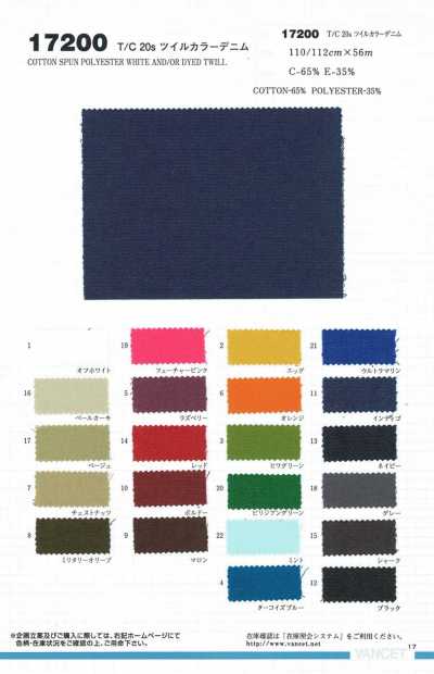 Denim de sarga T/C 20s de color