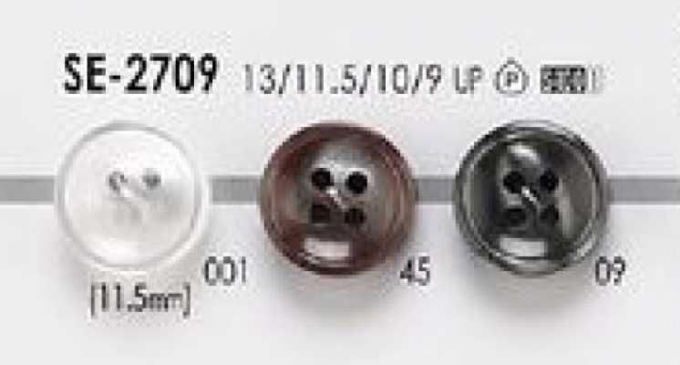 SE-2709 Botón de poliéster estilo nácar de 4 agujeros para camisas y blusas