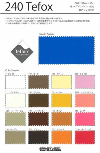 240 Tefox nylon Oxford Teflon o Teflon Eco