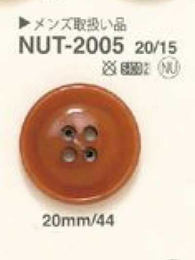 NUT-2005 Botón de material natural de nuez de 4 agujeros