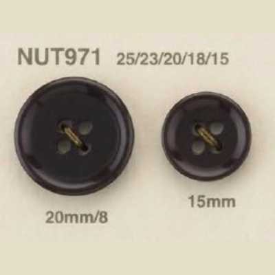 NUT-971 Botón de nuez de material natural de 4 agujeros