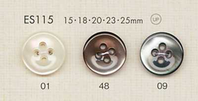 ES115 Botón de poliéster efecto nácar, en forma de plato, de 4 agujeros DAIYA BUTTONS
