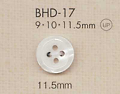 BHD17 DAIYA BUTTONS Botón de poliéster con aspecto de nácar, resistente a impactos, con borde y cuatro agujeros RIVER