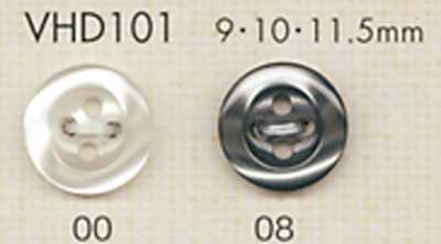 VHD101 DAIYA BUTTONS Serie HYPER DURABLE resistente a impactos, con reborde, botón de poliéster con aspecto de nácar de 4 agujeros