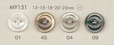 MY151 DAIYA BUTTONS Botón de poliéster con aspecto de concha, de cuatro agujeros y bordeado