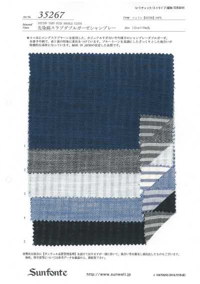 35267 Chambray de doble gasa slub de algodón teñido en hilo