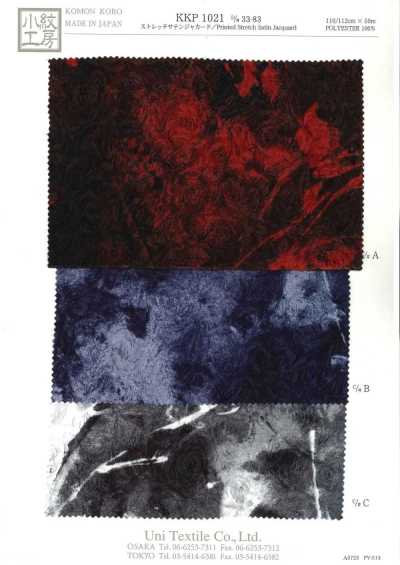 KKP1021-D-33-83 Jacquard de satén elástico con estampado floral multicolor