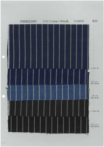 PMM2280-dotstripe Chambray estampado por descarga de rayas de puntos 5 oz