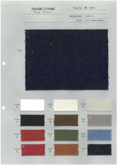 7014W Denim de lavado y acabado, amplia variedad de colores, 14 oz