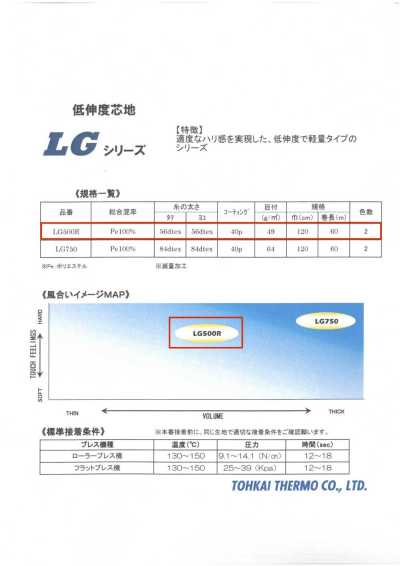LG500R Thermofix® [Nueva normalidad] Serie LG Entretela termofusible para cuello de camisa