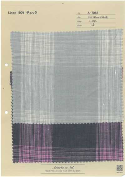 A-7068 Lino 100% a cuadros