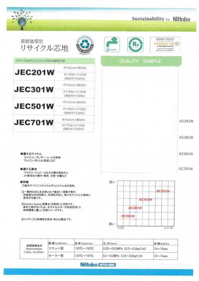 JEC501W Entretela ligera, versátil y suave 50D fabricada con materiales reciclados