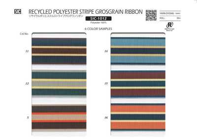 SIC-1012 Cinta de grosgrain a rayas de poliéster reciclado