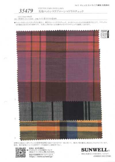 35479 Cuadro Madras de batista de algodón flamé teñida en hilo