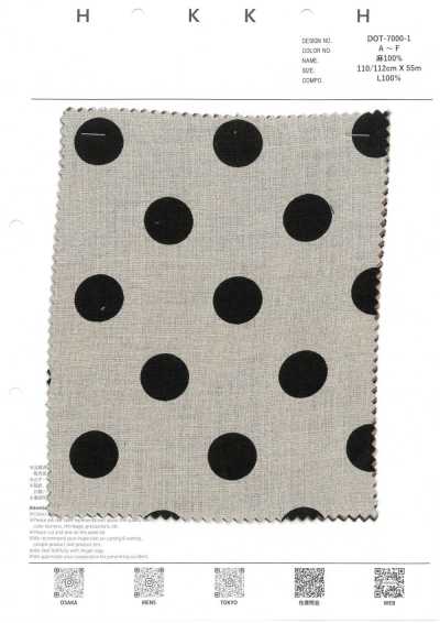 DOT-7000-1 Tela cruda de lino con patrón de puntos